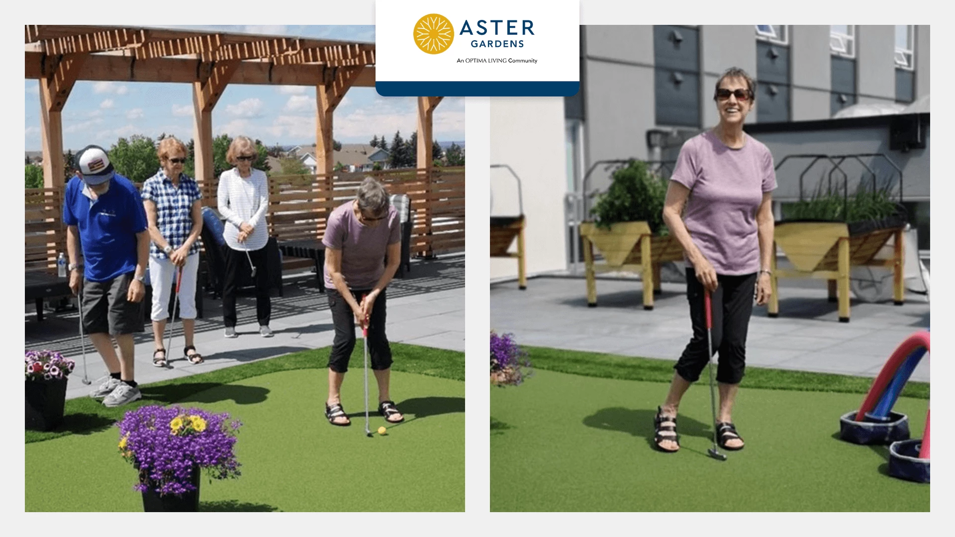 Some elderly people playing golf
