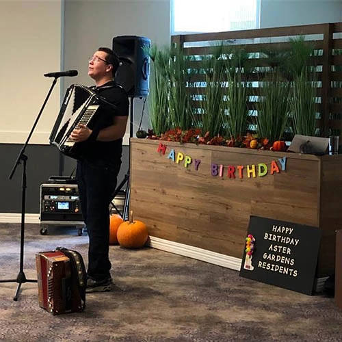 A man singing on birthday party