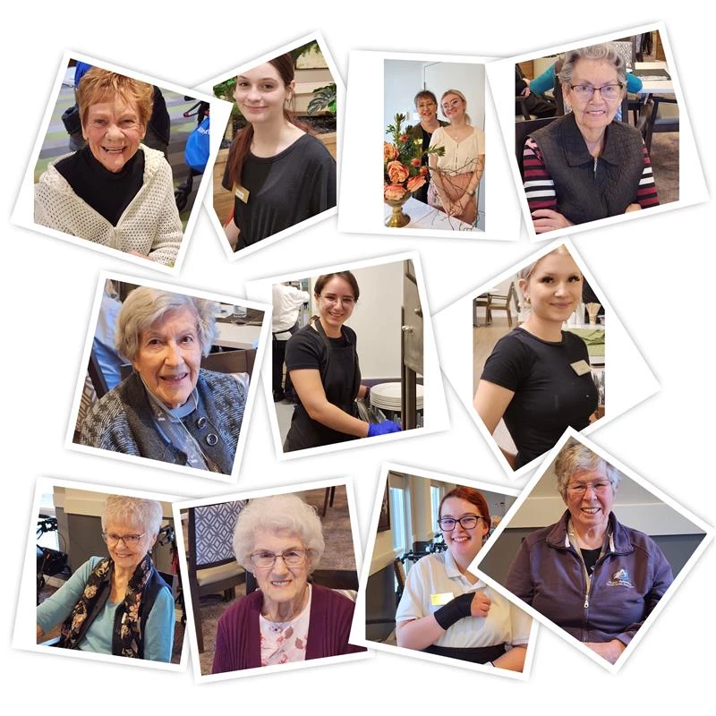 multiple photos of Women––both seniors and staff at Aster Gardens.